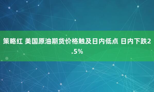 策略红 美国原油期货价格触及日内低点 日内下跌2.5%